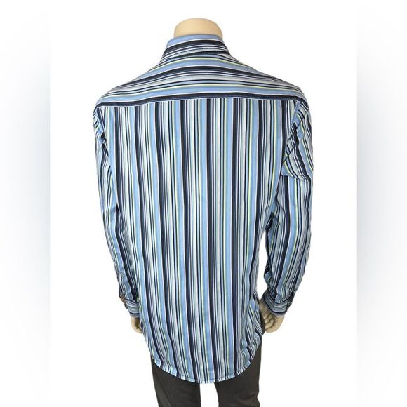 Like New Robert Graham L/S Casual Dress Shirt w/Colorful Vertical Stripes Sz XL - Picture 6 of 14